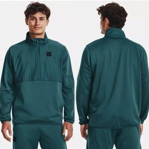 EUC Men's Under Armour Fleece Storm Half Zip Tourmaline Jacket Medium Teal